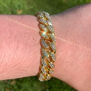 13mm Gold Cuban Link Bracelet Iced